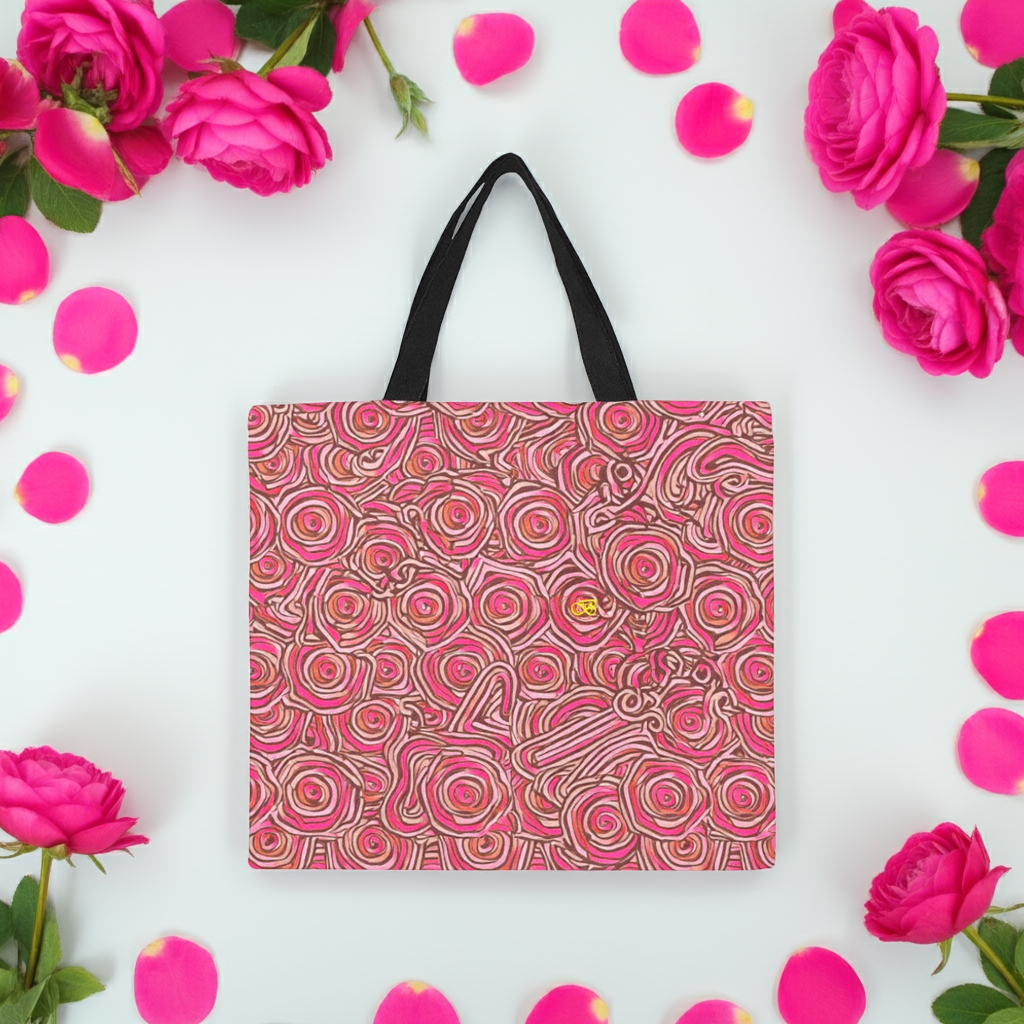 Sac fourre-tout en toile imprimée  de grande capacité tons rose Inkedjoy