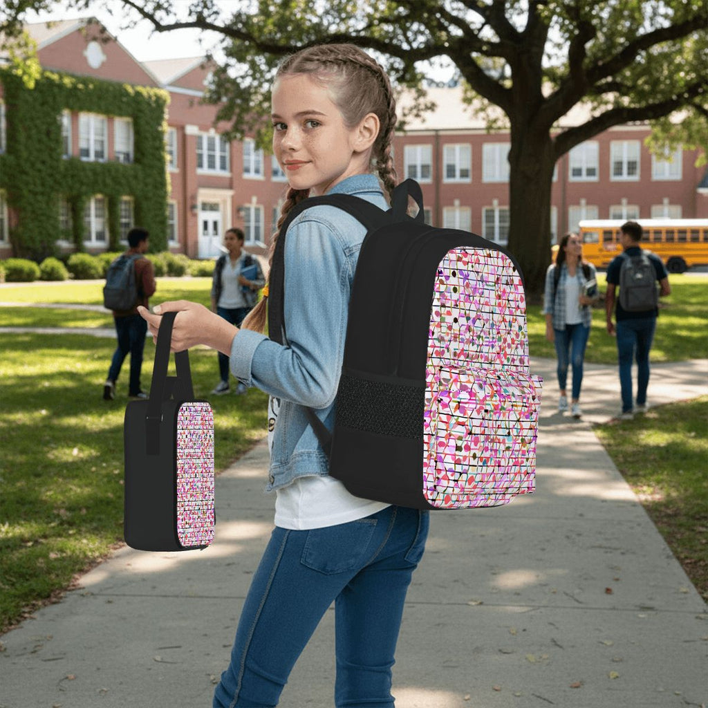 3-piece backpack set, lunch bag & pencil case – Bloom Mosaic | Bagaléa