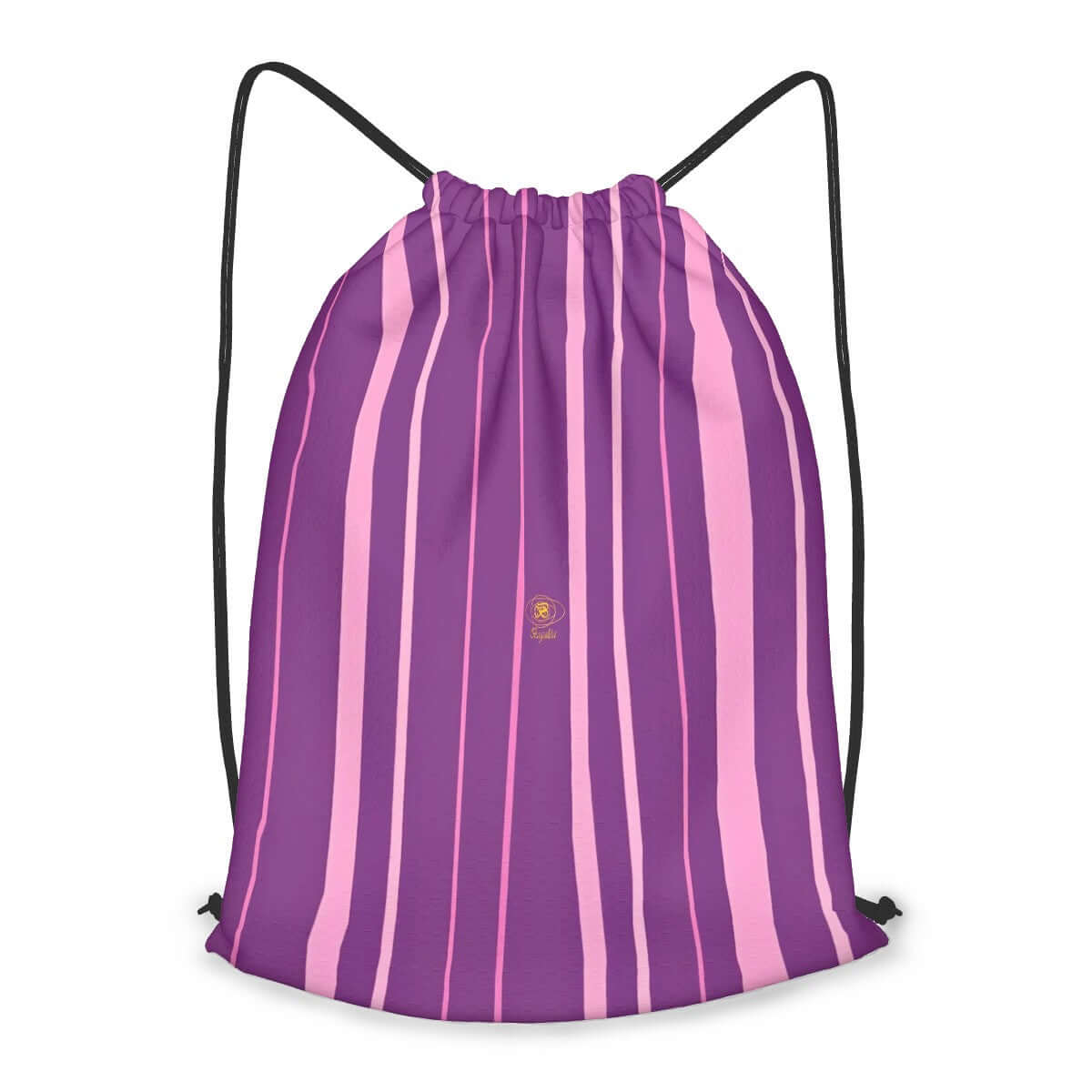 Bag with drawstring closure in a pink and violet color scheme