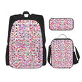 Ensemble 3 pièces Bagaléa motif Mosaïque Bloom – sac à dos, sac repas isotherme et trousse à crayons en tissu Oxford avec imprimé coloré rose et multicolore

