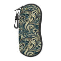 Étui à lunettes zippé en néoprène motif Volutes Baroque bleu pétrole et crème – Bagaléa

