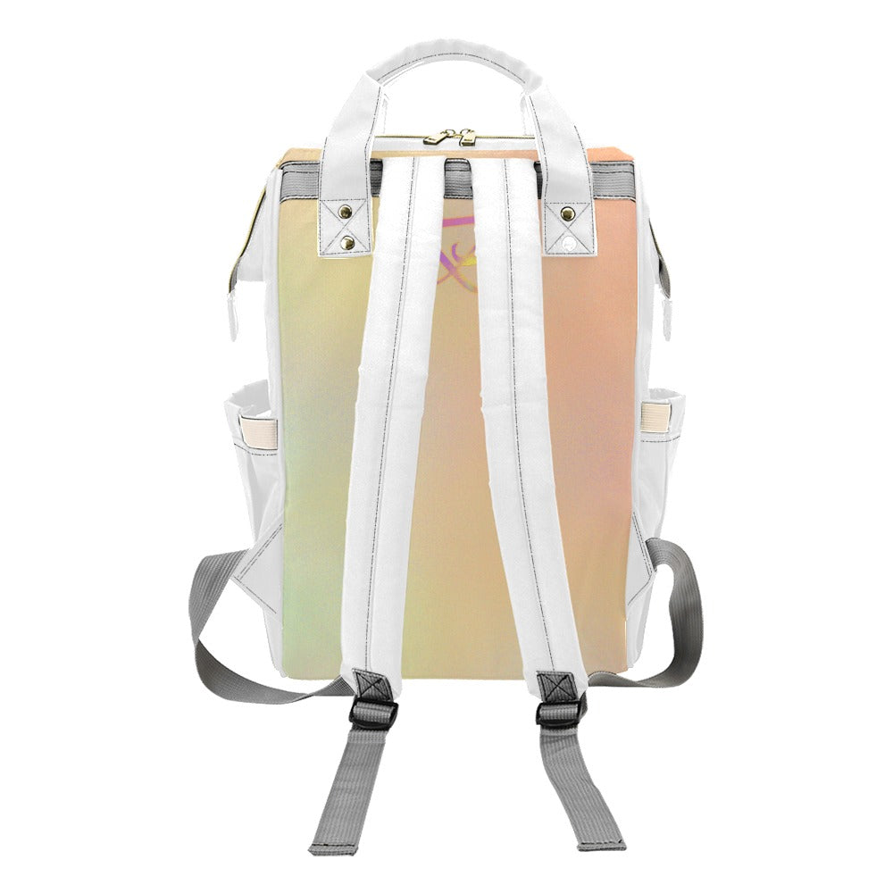 Sac à dos multiusage blanc fumé motif clair pastels multi-poches Bagaléa
