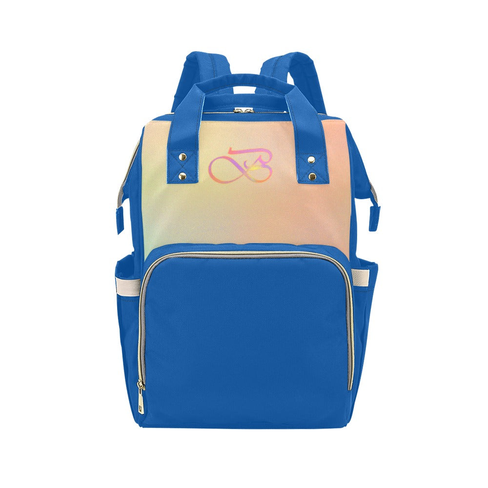 Sac à dos multiusage bleu ardoise foncé motif clair pastels tout en un Bagaléa