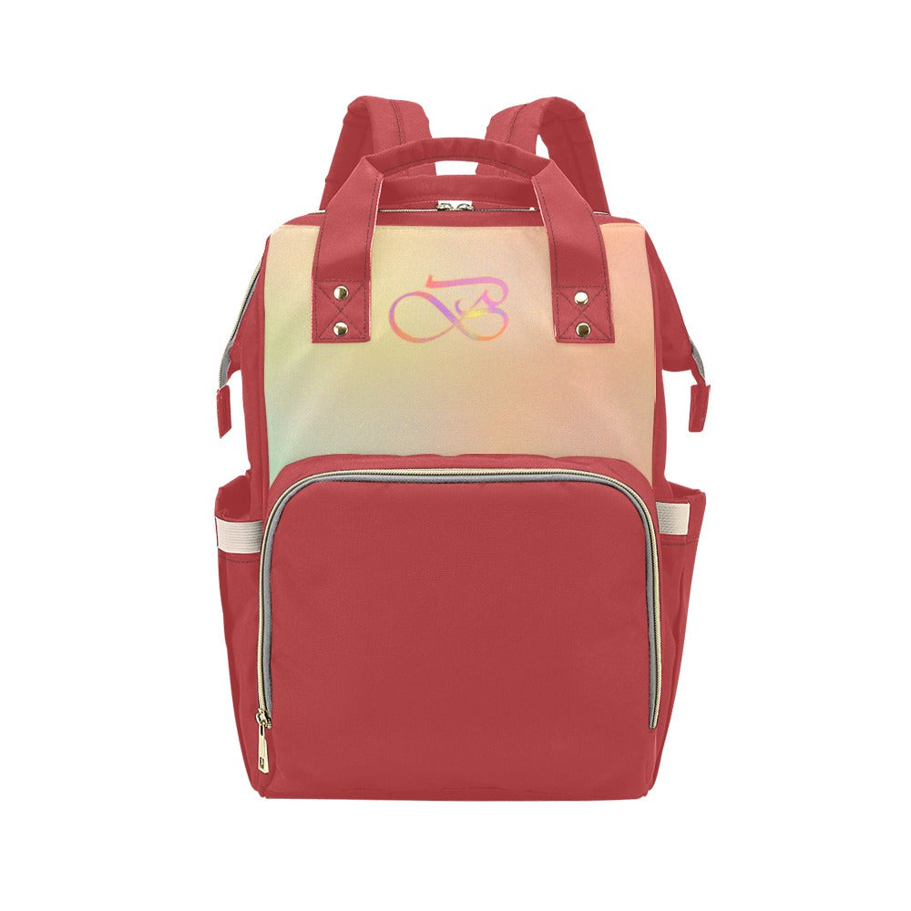 Sac à dos multiusage marron rouge motif clair pastels Bagaléa