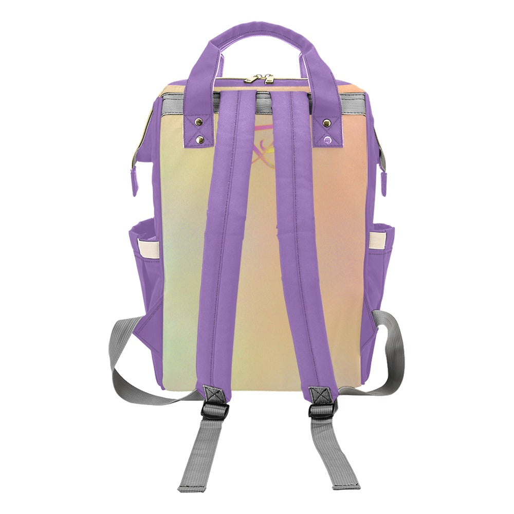 Sac à dos multiusage mauve motif clair pastels Bagaléa pratique pour les mamans