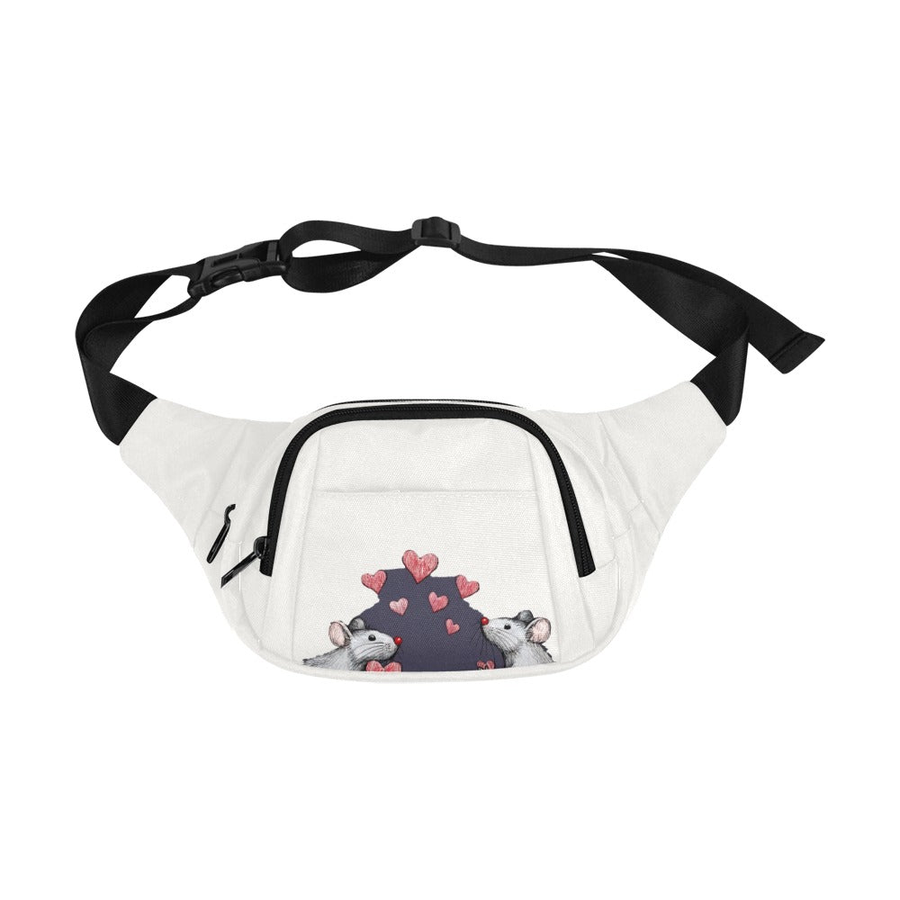 Sac banane motif rats en nylon léger avec sangle réglable – vue de face