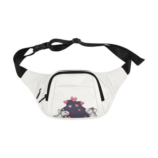 Sac banane motif rats en nylon léger avec sangle réglable – vue de face