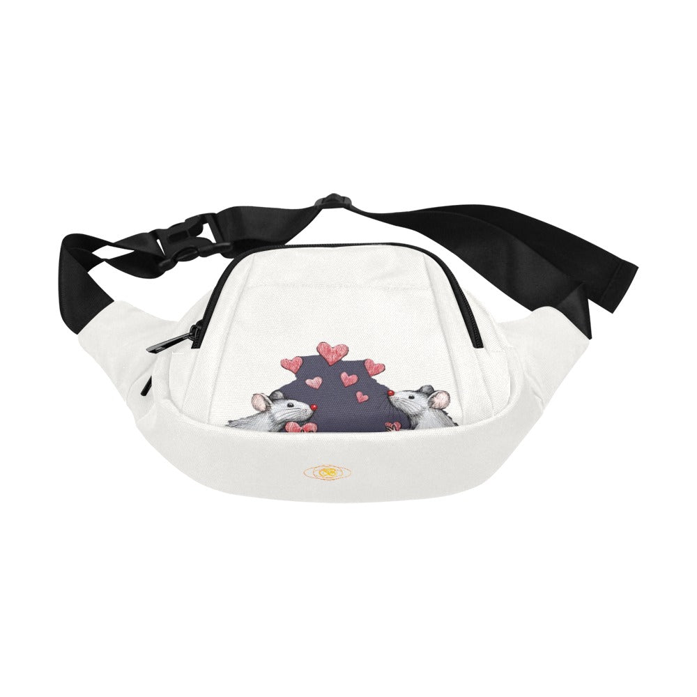 Sac banane motif rats en nylon léger avec sangle réglable – vue de face