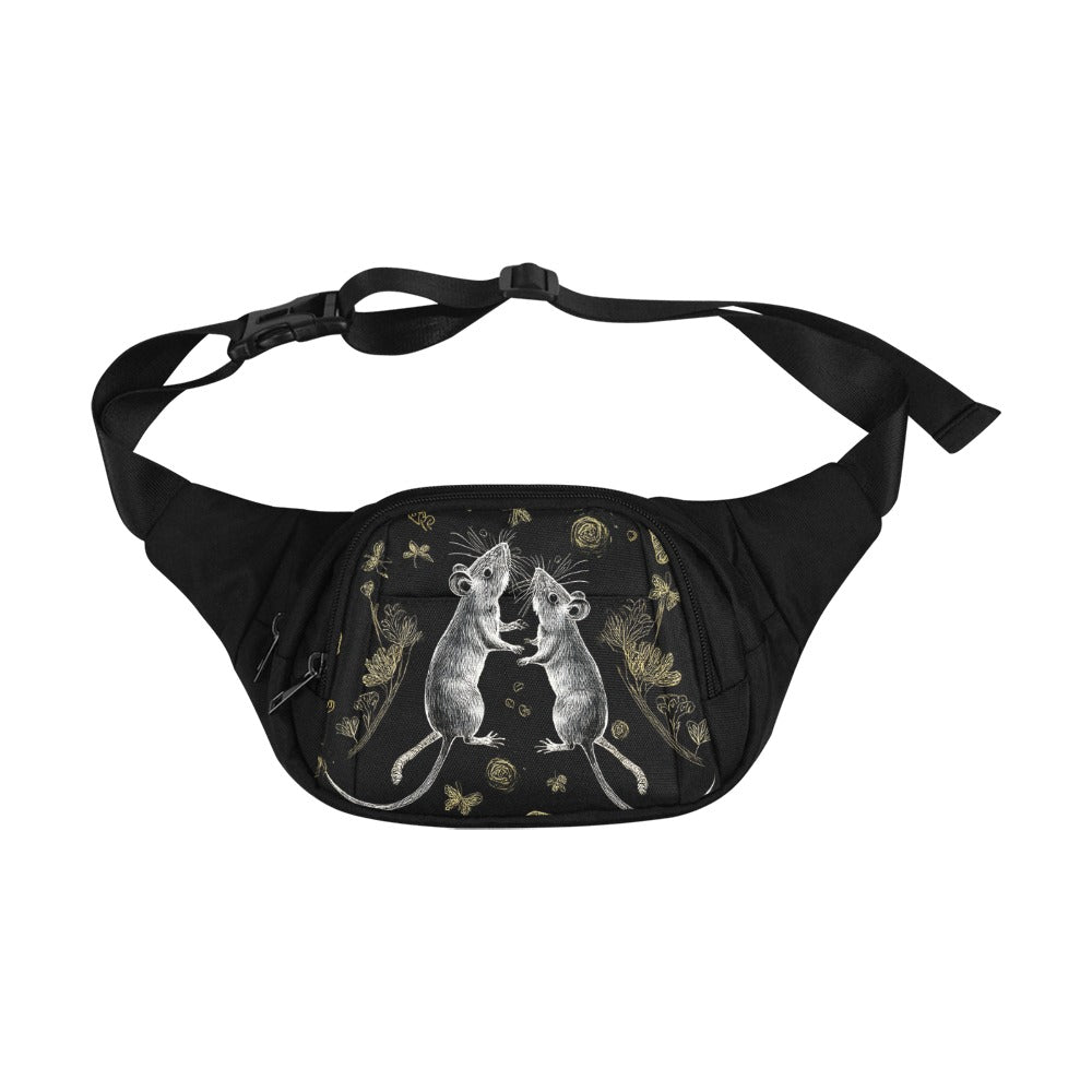 Sac banane nylon noir motif – vue de face – Bagaléa