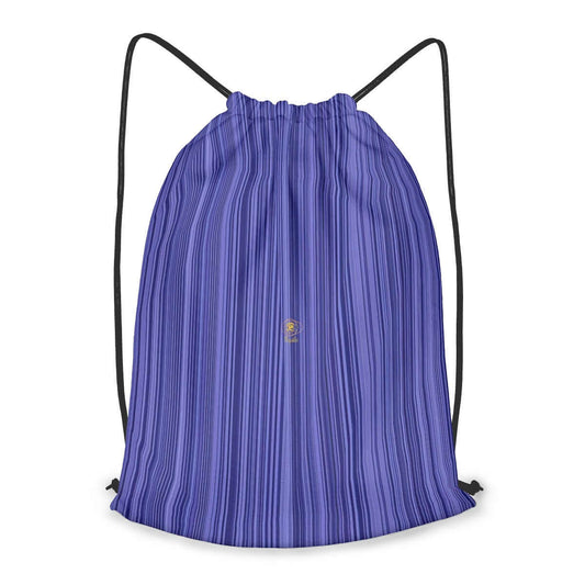 Drawstring bag featuring soft lavender stripes
