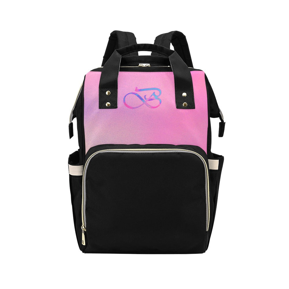 Sac à dos multiusage noir motif rose Bagaléa sac nomade