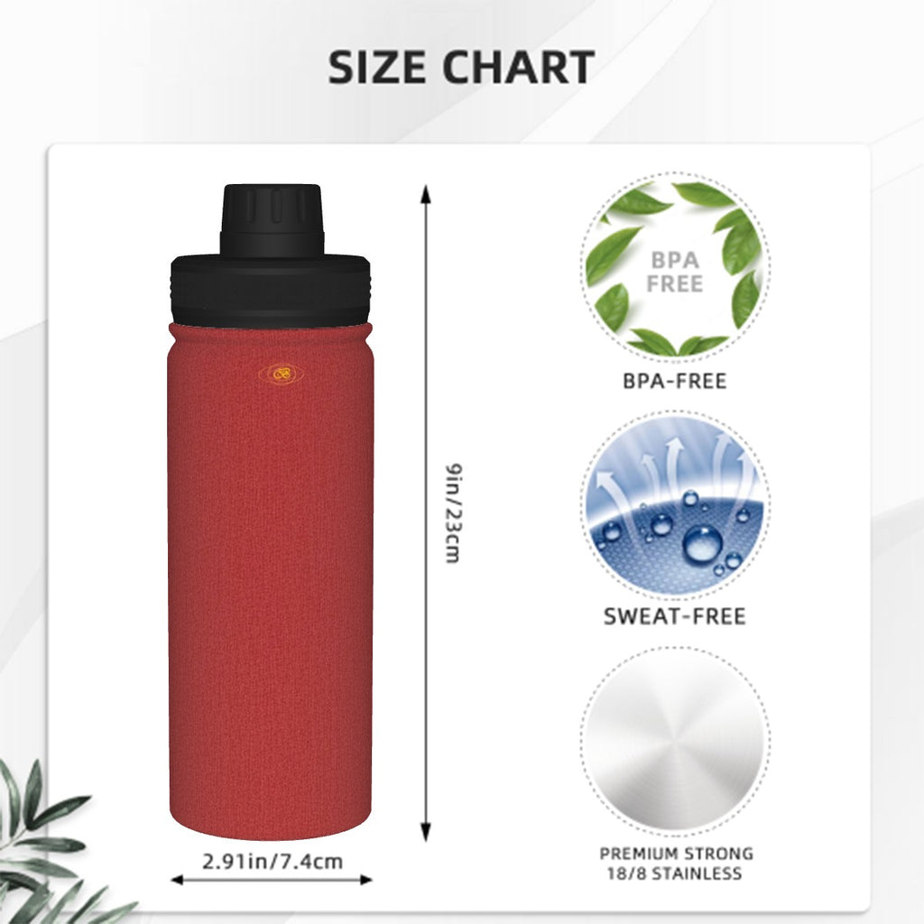 18oz Fire & Ember Stainless Steel Sport Water Bottle – Bagaléa | Leak-Proof Lid