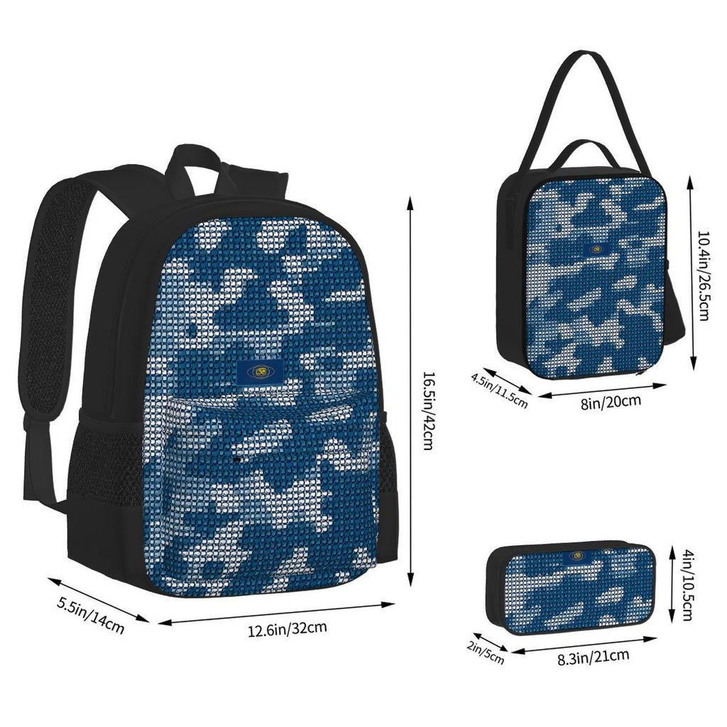 3-piece Ocean Camo Set – Oxford backpack, insulated lunch bag & pencil case