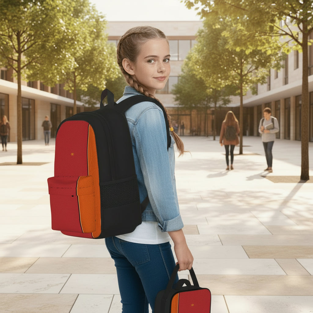 Set of 3 Fire & Embers Bags – Oxford Backpack, Insulated Lunch Bag & Pencil Case