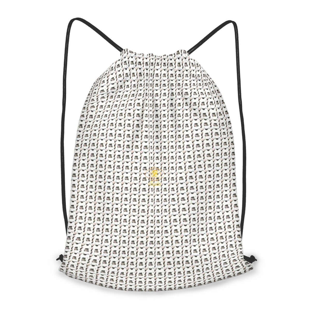 Sac à dos avec imprimé motif crochet, alliant style artisanal et praticité.