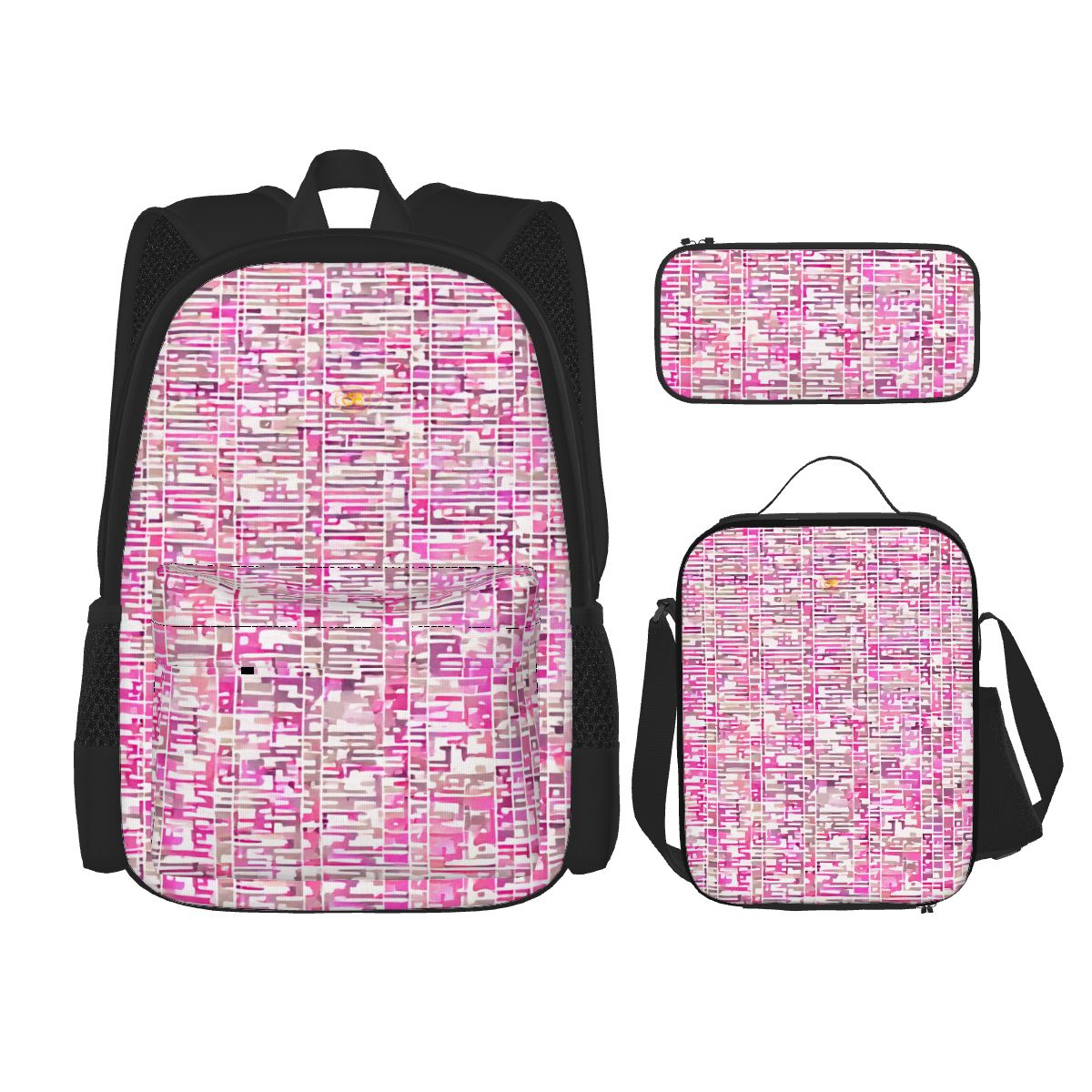 3 Piece Pixel Rose Set – Oxford backpack, insulated lunch bag & pencil case