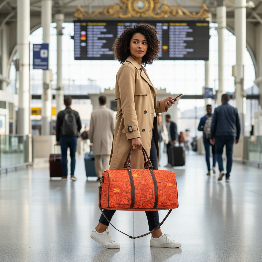 Scène lifestyle - Sac de voyage Rouge Orangé
