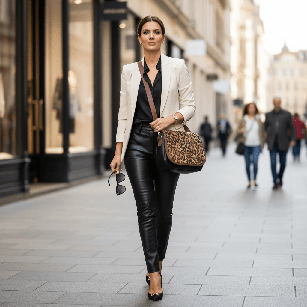 Sac En Cuir Motif Imprimé Léopard - #SacÀBandoulière #CuirPU #Mode2025 #AccessoiresDeMode #StyleÉlégant #SacTendance #FashionAddict #LookChic #SacLéo - Bagaléa