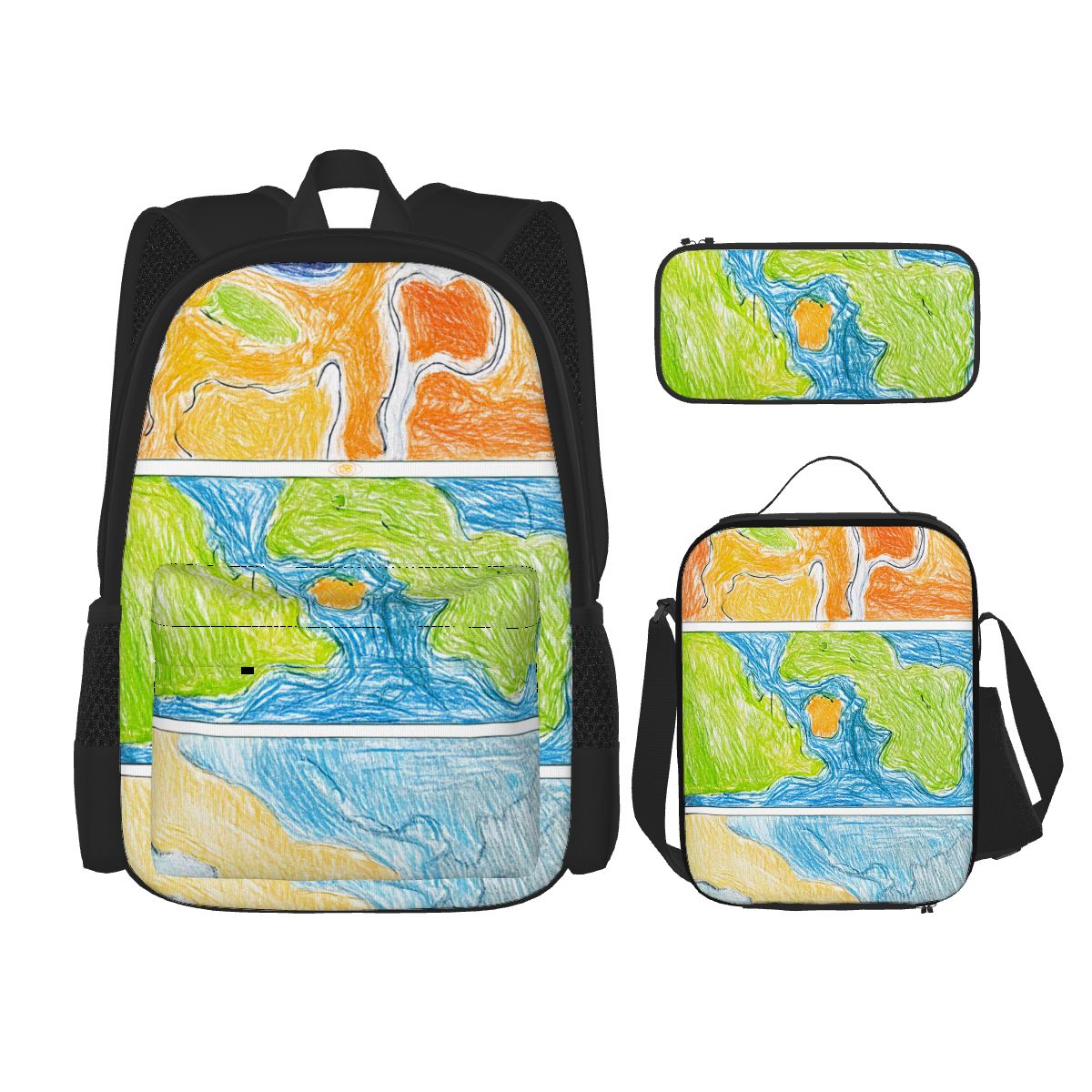 Terra Aqua 3 Bag Set - Oxford Backpack, Insulated Lunch Bag & Pencil Case