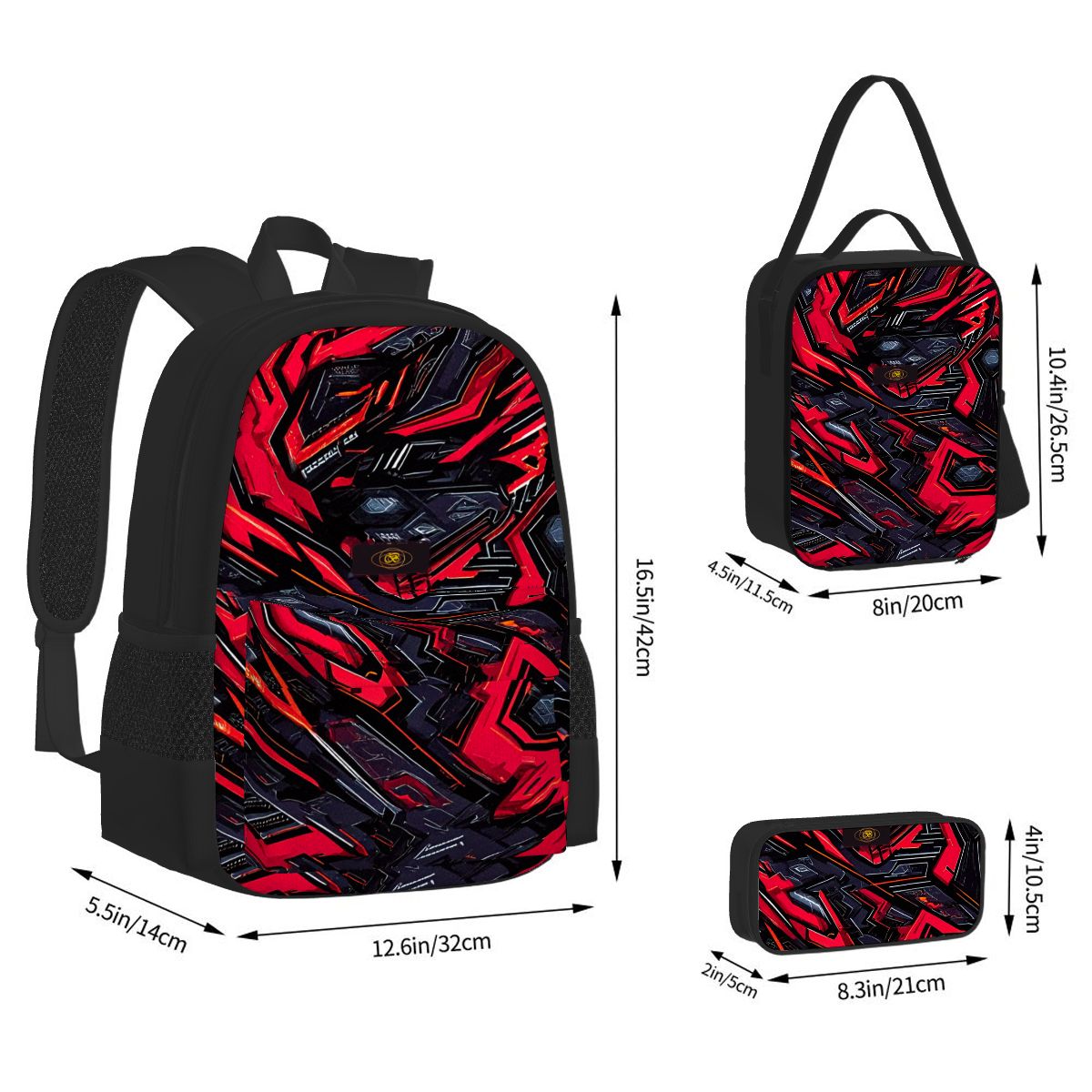 Galactic 3-piece bag set - Oxford backpack, insulated lunch bag & pencil case