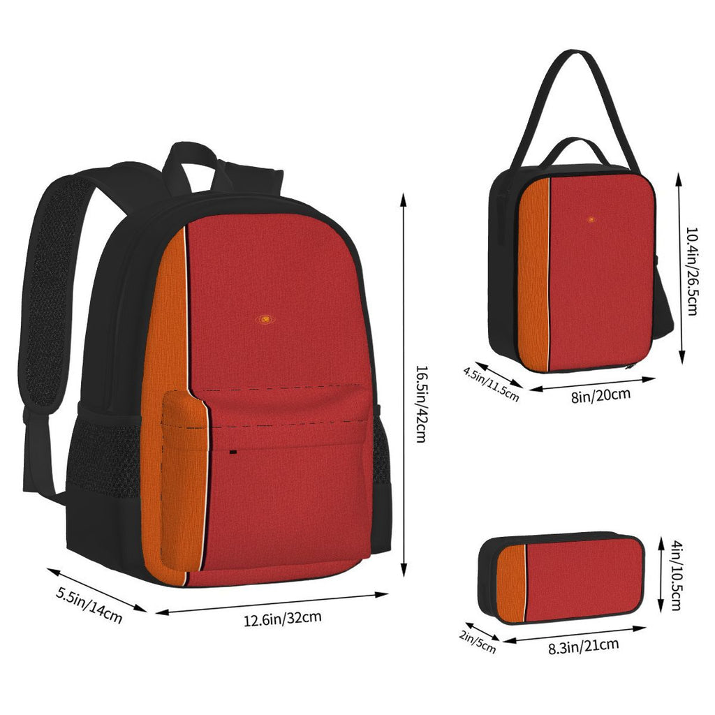 Set of 3 Fire & Embers Bags – Oxford Backpack, Insulated Lunch Bag & Pencil Case