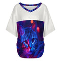 T-Shirt Col V Motif Chat